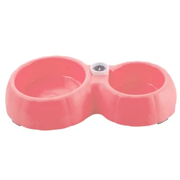 

Protable Pet Double Bowl Dog Bowl Thickening Automatic Feeding Drinking Water Bowl a Bowl Of Dual-Use Dog Food With Pink NEW
