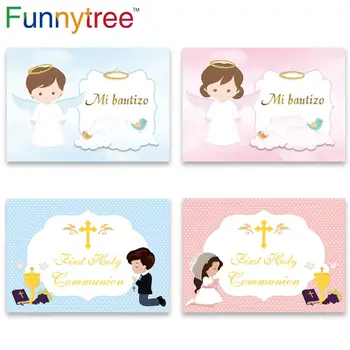 

Funnytree photography girl boy Angel first communion decor Cross party Baptism Custom Photo Studio Backdrop Background Photozone