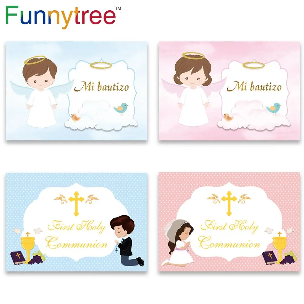 Фон Funnytree для фотосъемки на Первое причастие с изображением девушки мальчика