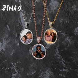 New Custom Photo Memory Medallions Solid Pendant Necklace With Tennis Chain Hip Hop Jewelry Personalized Cubic Zircon ChainsGift
