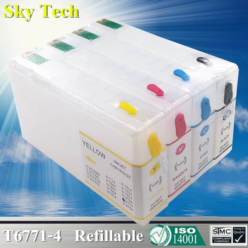 Refillable one set Пустые заправляемые чернильные картриджи для 677 T6771 T6774 картриджи для Epson рабочей силы Pro WP-4011/4022/4091/4092/4511/4521/4531 и т. д - Цвет: Refillable one set