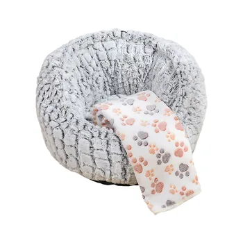 

Dog Round Cat Winter Warm Sleeping Bag Long Plush Soft Pet Bed Calming Bed Supplies Puppy Mat Blanket Nest PP Cotton 20Jan10
