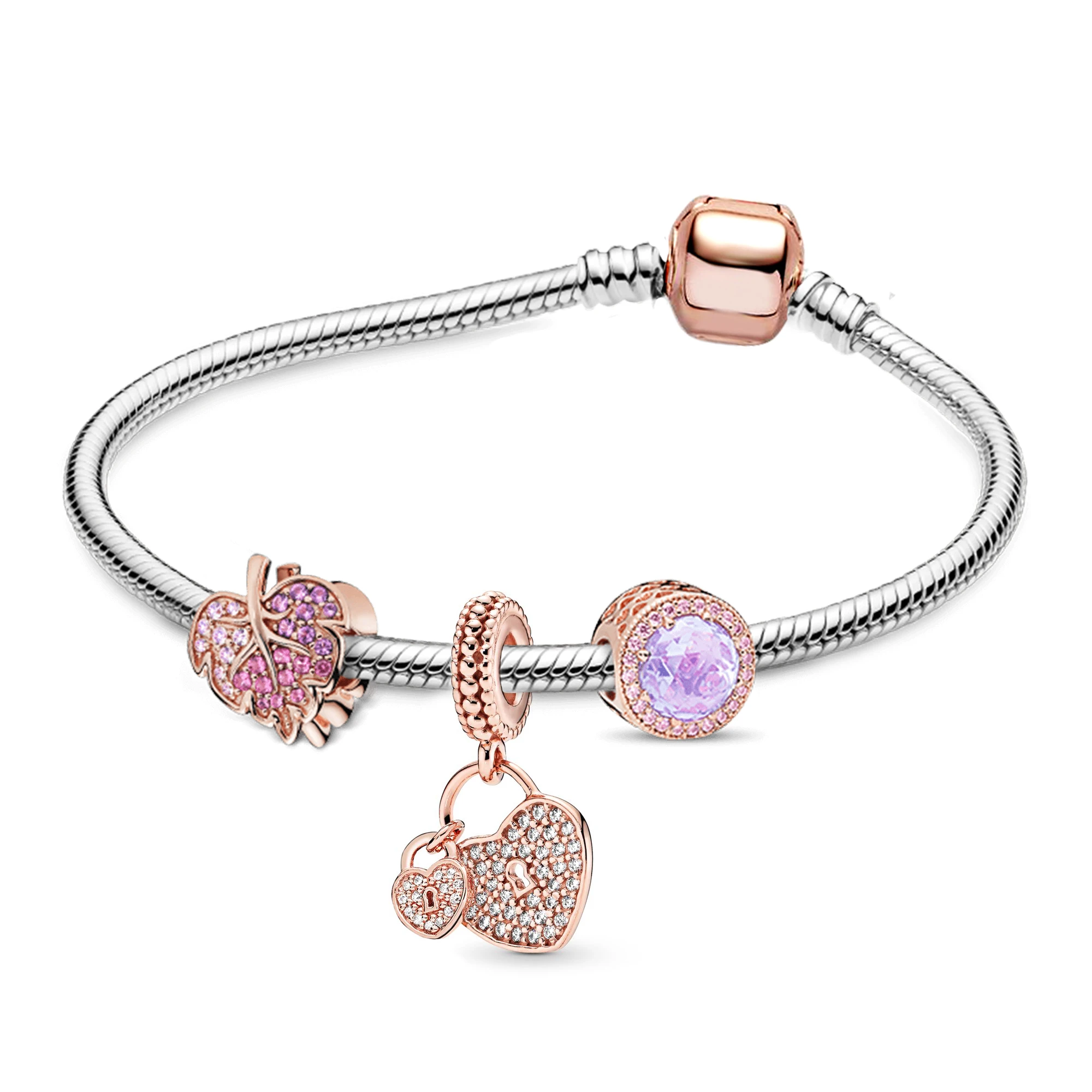 Seialoy Europe Rose Gold Color Crown Car Beaded Galaxy Charm Bracelets For Women Original Girl Boy Diy Party