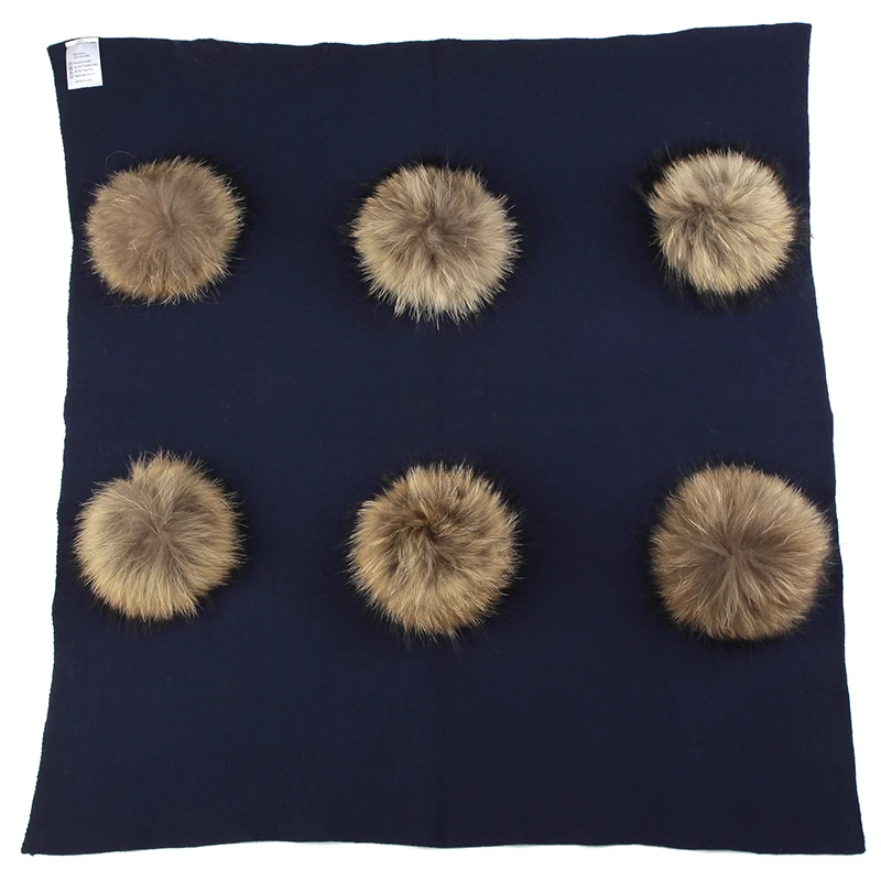 navy natural Geebro теплое кашемировое Пеленальное Одеяло для новорожденных и детей постарше одеяло для сна для путешествий постельные пеленки с 6 помпоном из натурального меха енота - Цвет: navy natural