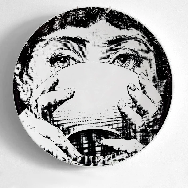 Топ Моды Milan rosenthal Piero fornasetti тарелки цвет черный и белый иллюстрации подвесные блюда образец комнаты дома отель украшения - Цвет: 2