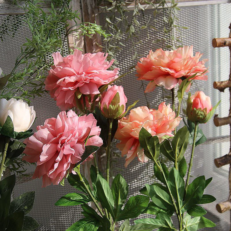 Artificial Silk Peony Flower Simulation Bouquet Real Feel Home Wedding Party Hotel Garden Decoration DIY Artificial Flower Art
