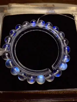 

8.3mm Genuine Natural Blue Light Moonstone Crystal Clear Round Beads Bracelet Women Men Healing Stone Fashion AAAAA