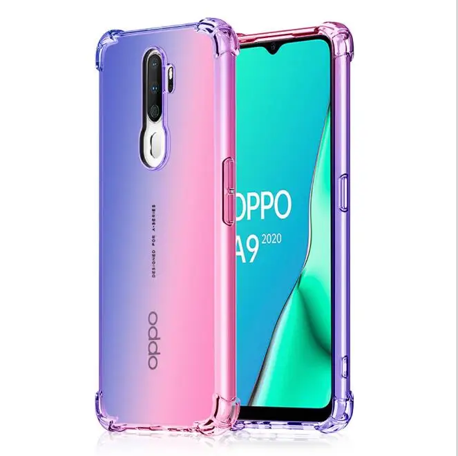 Для OPPO A9 чехол силиконовый ударопрочный защита, подушка безопасности цветной Мягкий силиконовый чехол для OPPO Realme 5 pro A5 A11X чехол - Цвет: blue pink