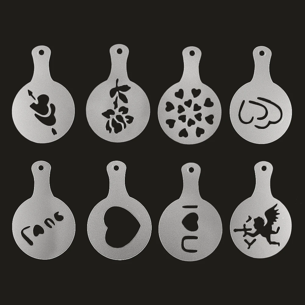 8 шт./компл. Форма для печати кофе капучино латте трафарет пена капуччино