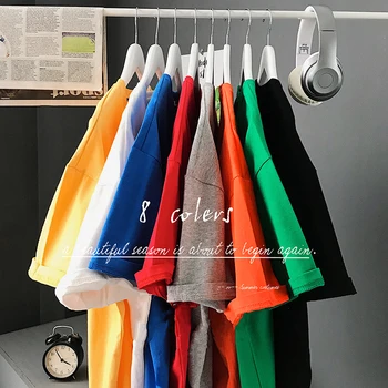 

BINHIIRO Solid Color Cotton Tee Shirt 8 Color Basic T Shirt Men Casual O-neck Harajuku Summer Korean Hipster White Tshirt male