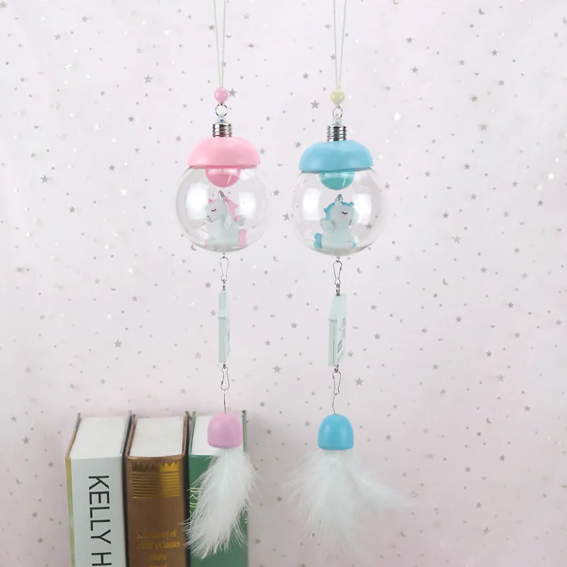 Cute Unicorn Small Night Lamp Wind Chime Light Included Bell Home Decoration Crafts Students Gift INS Hot Selling
