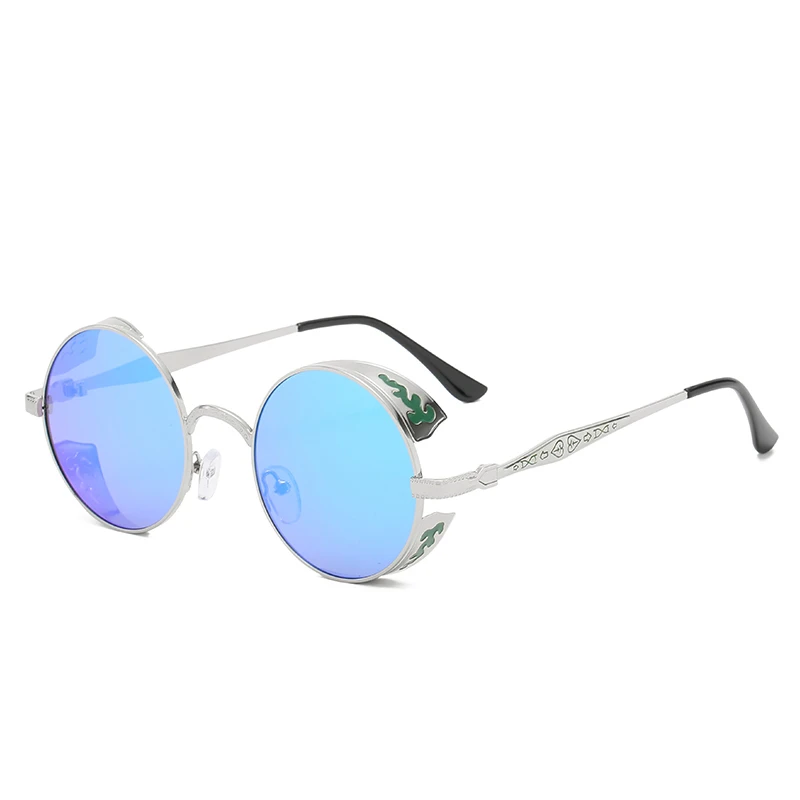 

Солнцезащитные очки в готическом стиле UV400 для мужчин, винтажные цветные солнечные аксессуары в круглой металлической оправе, в стиле стимп...