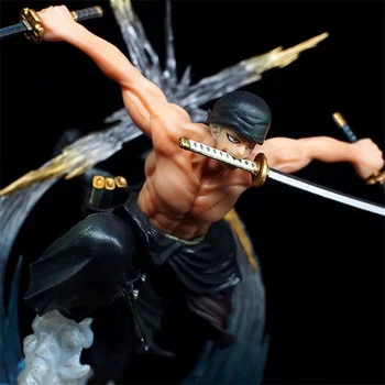 ロロノア・ゾロ モンキー・D・ルフィ ポートガス・D・エース ヴィンスモーク・サンジ フィギュア Anime One Piece Ronoa Zoro Ghost 3D2Y Three-knife Ghost Cut Ver. Sauron PVC Action Collection Figure Model Gift 17cm 12