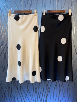 

2020 Spring and Summer New Women's Polka Dot Printing Color Decoration Wild Long Skirt 412