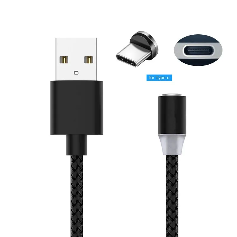 Usb-кабель для быстрой магнитной Зарядки для iPhone huawei Xiao mi Red mi K20 7A 6 6A 5 Plus 4A 4X Note 5A 4 5 7 Pro mi 9 SE A3 8 Lite CC9 - Цвет: Type-C Plug Black