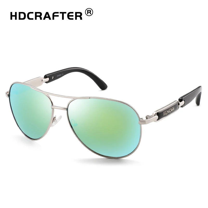 HDCRAFTER Пилот мужские классические солнцезащитные очки Брендовые солнцезащитные очки для мужчин вождения уличные очки UV400 - Цвет линз: GREEN