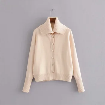 

Za women's new fall 2019 large lapel long sleeve coat with buttons cardigan knitted sweater coat 06254102942