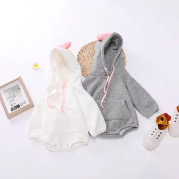 

Baby Bodysuit 3d Love Heart Hooded Jumpsuit Long Sleeve Tops Newborn Onesie Infantil Bodysuits Velvet Baby Girl Clothes