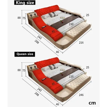 

Guangdong bedroom furniture multifunction storage bed with massage music design of leather bed