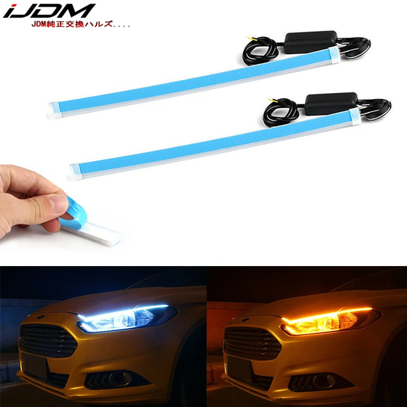 

iJDM 30/45/60CM DRL car Daytime car Running Light Flowing Slim Turn Signal Light Sequential Flexible Angel Eyes Car LED Strip