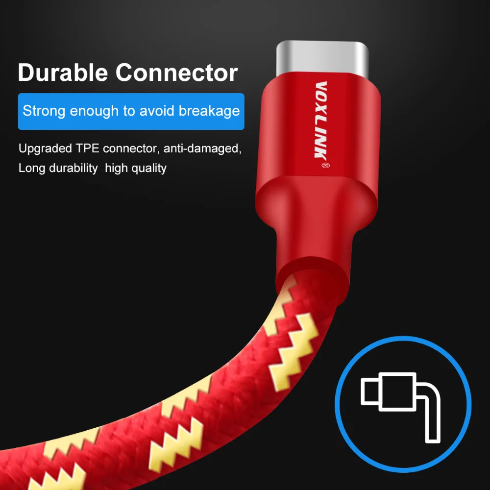 VOXLINK USB Type C Cable USB C Cable Fast Charging Data Cable gharger Cable for Samsung S8 S9 Xiaomi Huawei Mobile phone cable