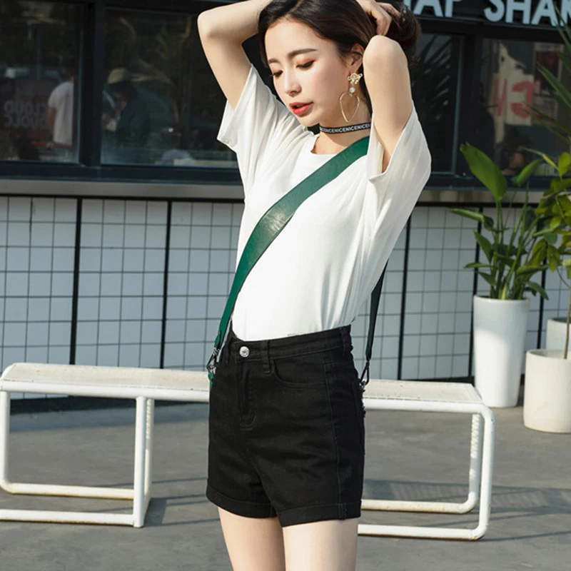 GAOKE, винтажные джинсовые шорты с высокой талией, женские шорты, корейский стиль, повседневные, большие размеры, эластичные, широкие, летние