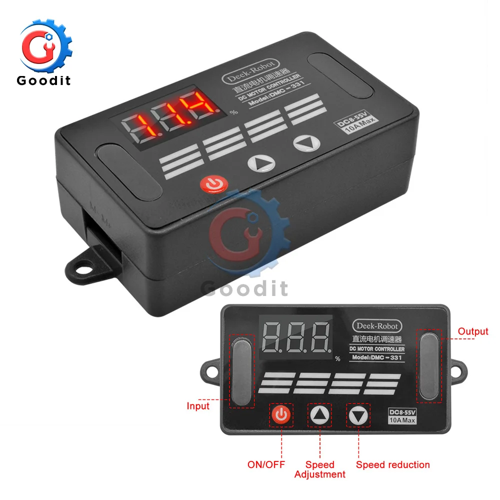 

DC 8V-55V 10A DC PWM Motor Speed Controller LED Digital Switch Accelerate Decelerate Power-off Permanent Memory 12V 24V 36V 48V