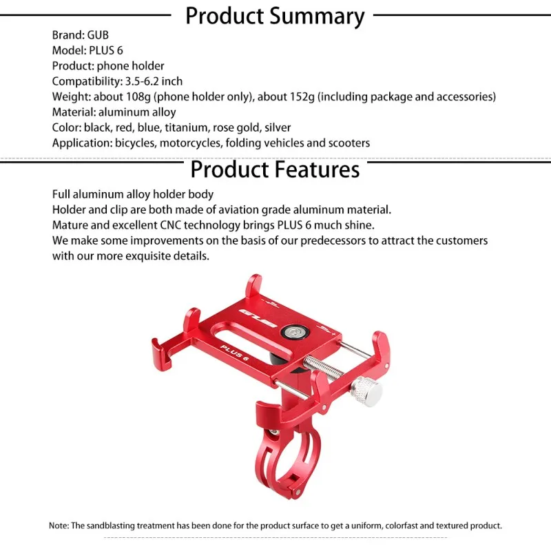 GUB PLUS 6 регулируемый Прочный портативный практичный велосипед Скутер Кронштейн подходит для xiaomi Просо для крепления мобильного телефона на Велосипед держатели для телефонов