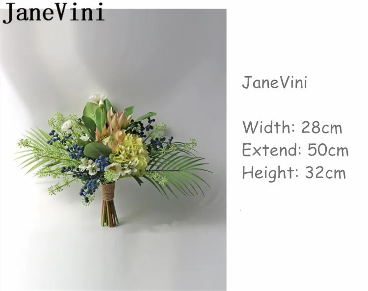 JaneVini винтажный Свадебный боке Blumenstrauss зеленый Свадебный букет цветов синий ягодный искусственный невесты цветок аксессуары
