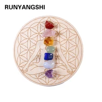 7 sztuk/zestaw Natural Crystal mieszane siedem uzdrowienie Chakra kamień + siedem gwiazdek tablica drewna płyta żwir chipsy Chakra Home decor prezent 1