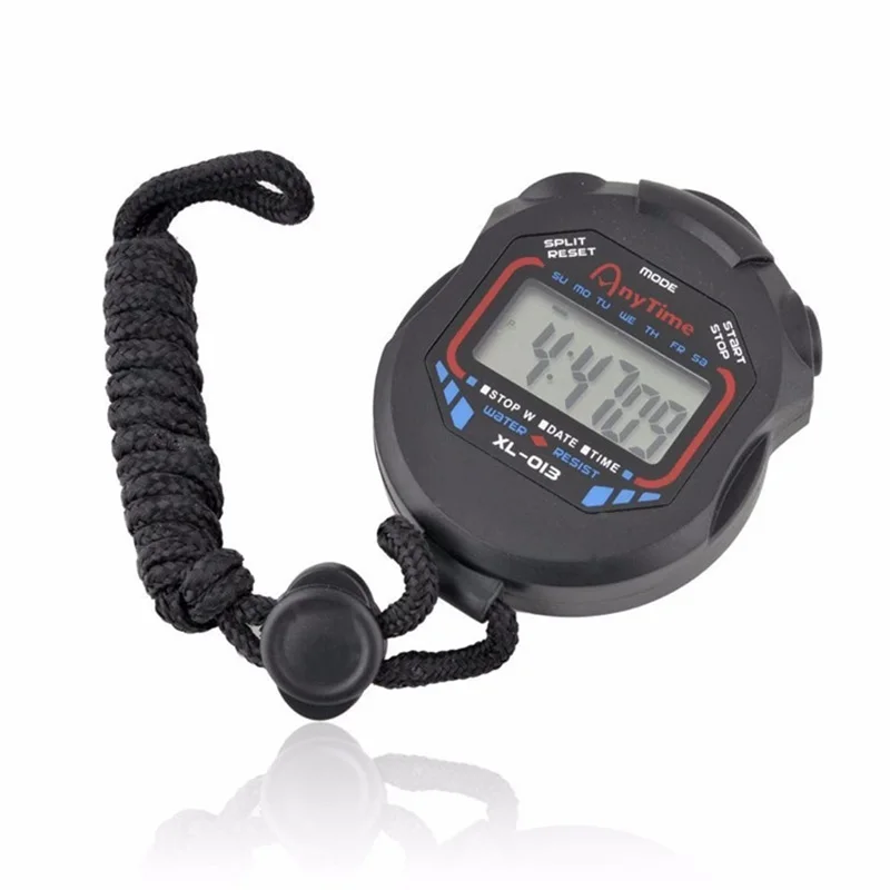 1PC Kitchen Timers Classic Digital Professional Handheld LCD Chronograph Sports Stopwatch Timer Household Stop Watch With String