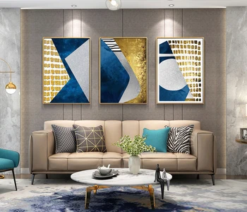 

Colorful And Gold Geometric Pattern Decorative Painting Simple Art Canvas Paitings Poster Nordic Home Decoration Wall Pictures