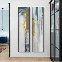 Pintura em tela com pedras verdes padrão, quadros de decoração geométrica, moderno minimalista vertical abstrata pinturas decorativas