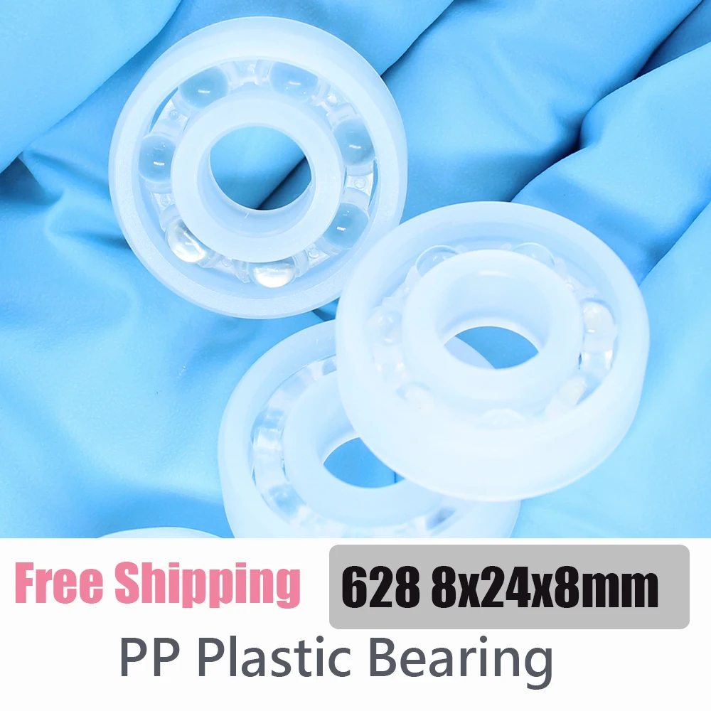 PP 628 Plastic Bearing 8*24*8 mm 2Pcs Corrosion Resistant No rust Non-Magnetic Glass Balls Plastic Ball Bearings pom bearing 6903 6904 6905 6906 6907 6908 6909 6910 5 pcs glass balls nylon cage plastic ball bearings