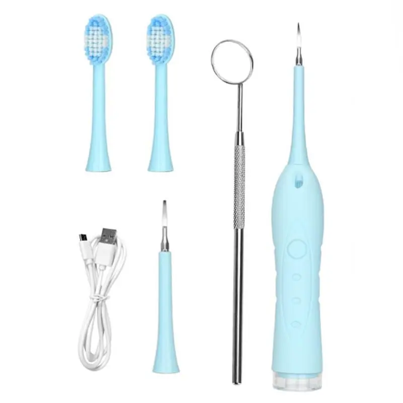 USB Electric Sonic Dental Scaler Waterproof Tooth Cleaner Remover Stains Tartar W/ Toothbrush Heads Mouth Speculum Grinding Head | Красота и