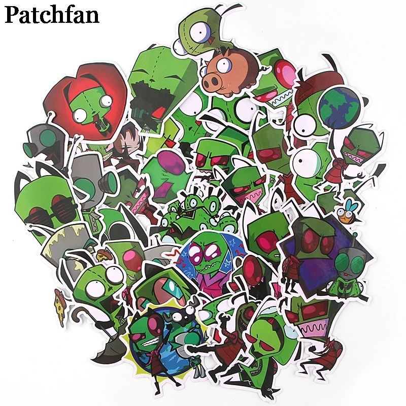 

12sets/lot Patchfan 38pcs/set Invader ZIM kids Funny stickers pack letter Creative for DIY wall phone scrapbooking album A2293