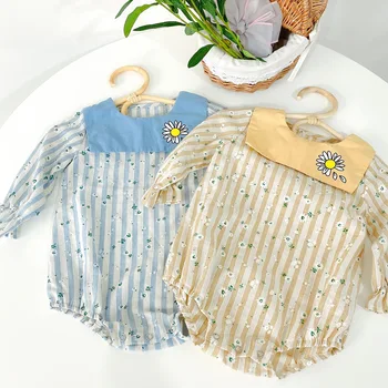 

Newborn Clothes 2020 Spring Autumn Baby Long Sleeve Floral Baby Bodysuit Toddler Girls Cotton Infant Girls Striped Clothes 0-24M