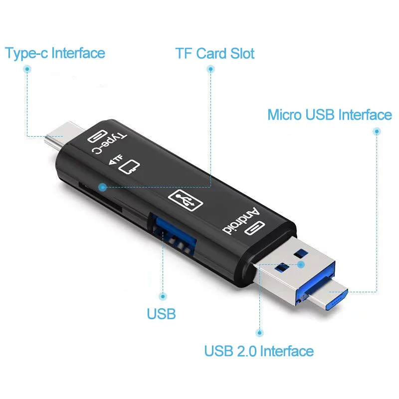 3 в 1 Тип C и Micro USB OTG кардридер универсальный высокоскоростной OTG TF SD кардридер для мобильного телефона ПК ноутбук Mac компьютер