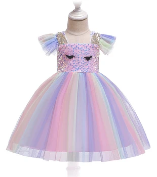 

D0099Floral Print Mesh 2 pieces Princess Baby Girl Dress 2020New Spring Party Wedding Kid Dress For Girl Wholesale Child Clothes