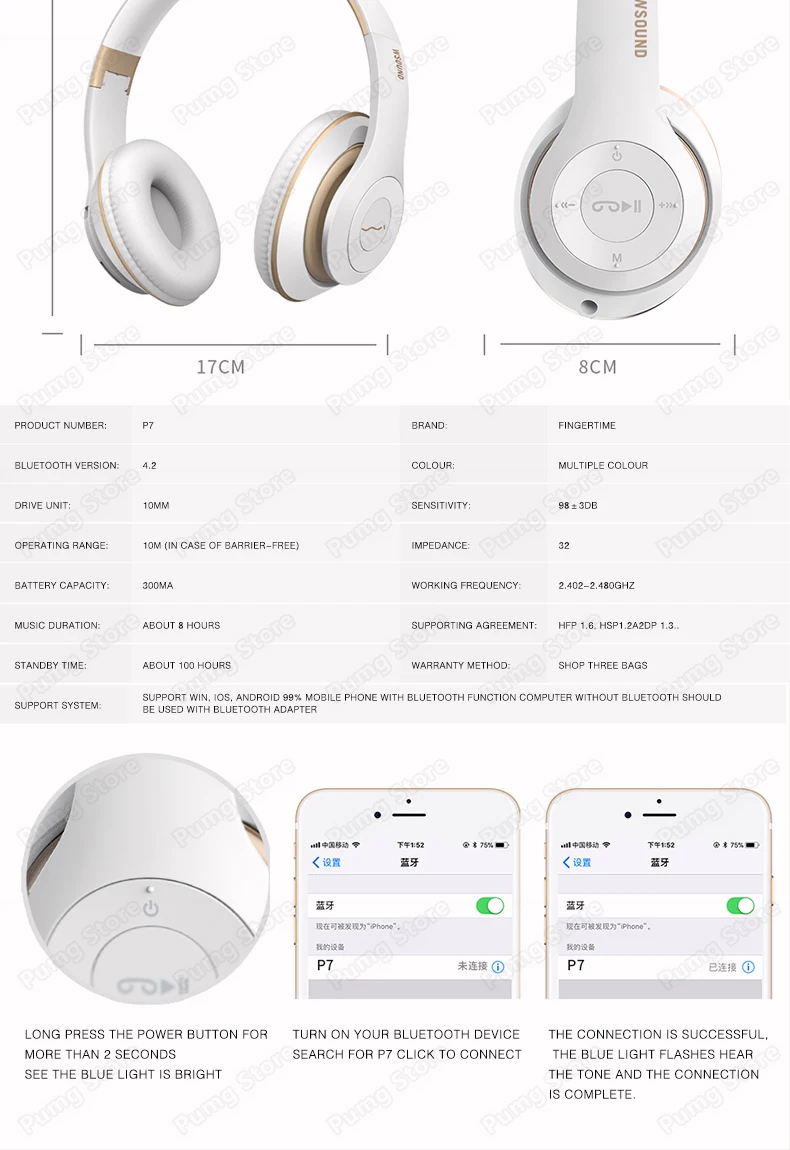 P7 Bluetooth Беспроводная накладная гарнитура складная поддержка TF Bluetooth спортивные наушники игровая гарнитура для музыки с микрофонами