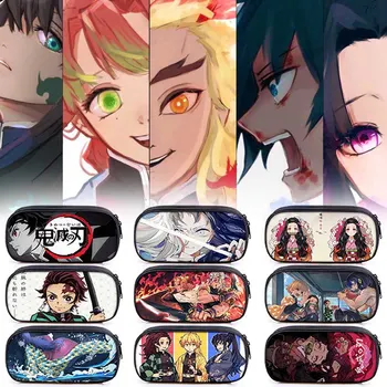 

Anime Demon Slayer Kimetsu No Yaiba Canvas Purse Pencil Case Zipper Makeup Bag Pen Stationery Bag