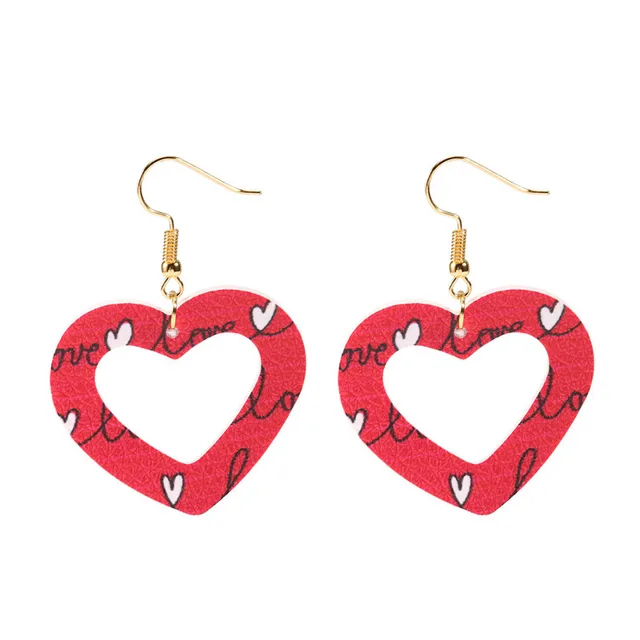 Love Heart Pendant Hollow Pu Leather Earrings New Dangle Earrings for women Valentine's Day Gift Wholesale valentine earrings T2194RZM55