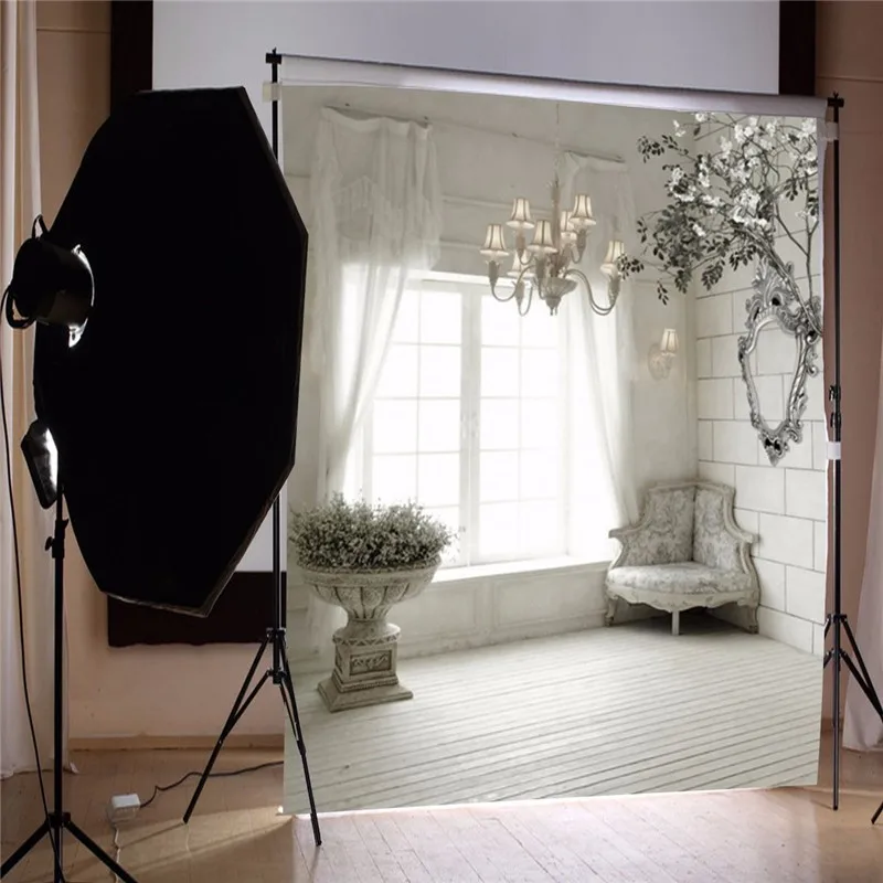 5X7 футов Виниловый фон для студийной фотосъемки с окном и диваном