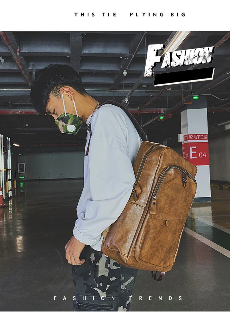 Модный мужской рюкзак, водонепроницаемая сумка из искусственной кожи, сумка через плечо, бизнес рюкзак, Большой Вместительный мужской рюкзак для подростков