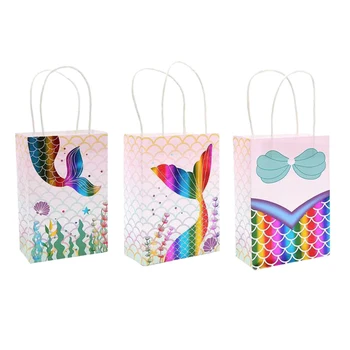 

3pcs Tote Paper Paper Gift Bags With Handles Lovely Gift Bag Gold Stamping Shell Paper Bags For Gifts Stationery Packaging Bag