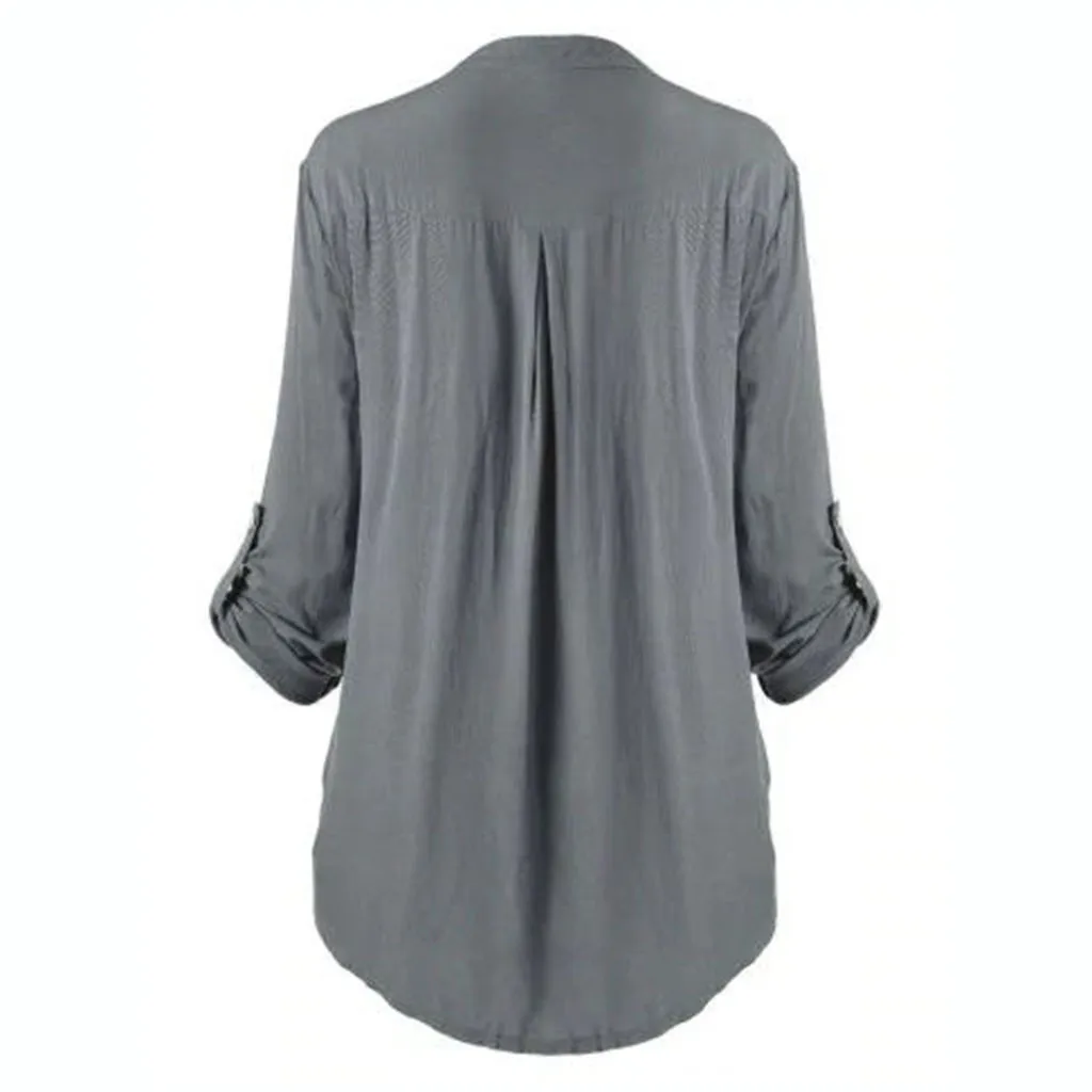 5Xl размера плюс, Женская туника, рубашки, блузка, зима, осень, для девушек, большой размер, на пуговицах, v-образный вырез, длинный рукав, рубашка, блузка, blusas mujer