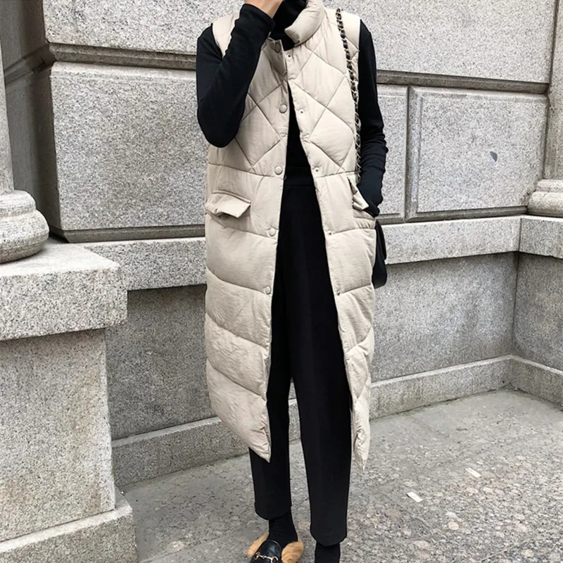 HziriP Warm Padded Cotton Overcoat Long Vest Jacket Winter Coat Stand Collar Casual Parkas for Women Plus Size Thick Female |