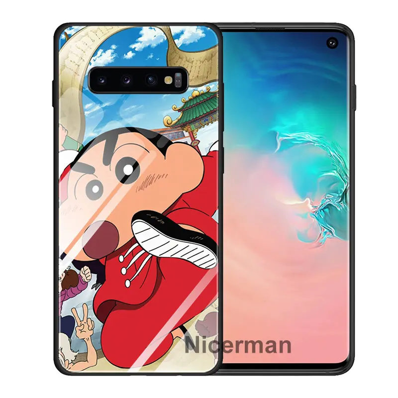 Забавные чехлы из закаленного стекла Crayon Shin-Chan для samsung Galaxy S10 S8 S9 Plus S10e Note 9 10 Plus A50 A30
