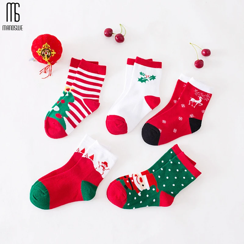 

Manoswe New Kids Christmas Socks 2019 Autumn & Winter Casual Jacquard Warm Wild Men And Women Baby Socks 5 Pairs