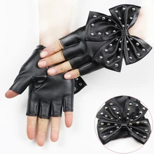 1 пара модные перчатки без пальцев женские перчатки из искусственной кожи с заклепками в стиле хип-хоп